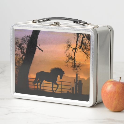 Super Cute Horse and Oak Tree with Fence Lunch Box (In situ)