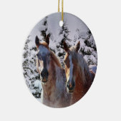 Super Cute Horse Paar in de sneeuwkerst Keramisch Ornament (Rechts)