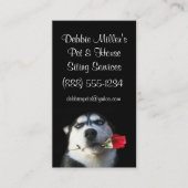 Super Cute Husky en Roos Pet en House Sitter Visitekaartje (Voorkant)