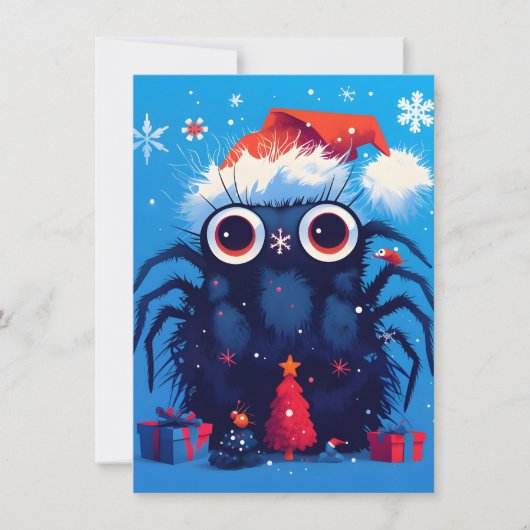 Super Cute Jumping Spider Cartoon Christmas Cards Feestdagenkaart (Voorkant)