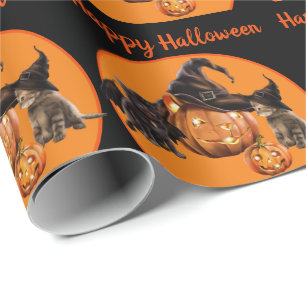 Super Cute Kat Bat & Witch Halloween Gift Cadeaupapier