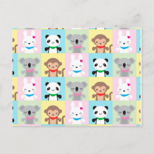 Super Cute Kawaii Animal Mascots Briefkaart