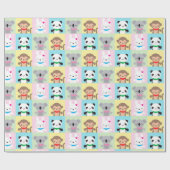 Super Cute Kawaii Animal Mascots Cadeaupapier (Vlak)