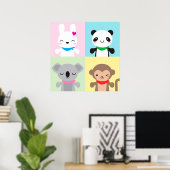 Super Cute Kawaii Animal Mascots Poster (Thuiskantoor)