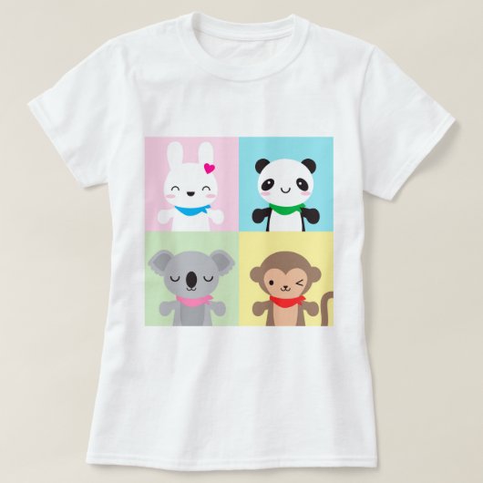 Super Cute Kawaii Animal Mascots T-shirt (Design voorkant)