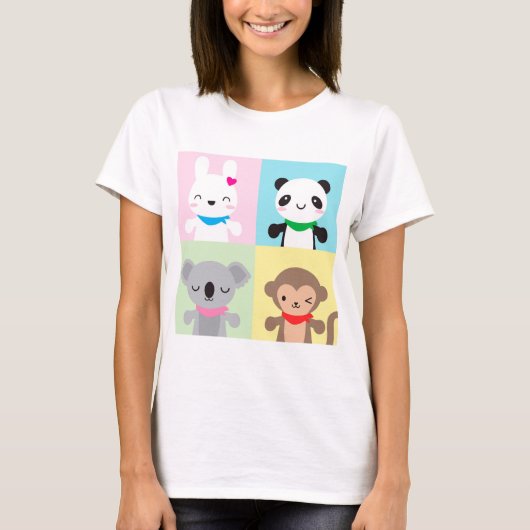 Super Cute Kawaii Animal Mascots T-shirt (Voorkant)
