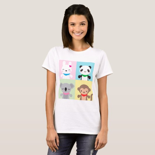 Super Cute Kawaii Animal Mascots T-shirt (Voorkant volledig)