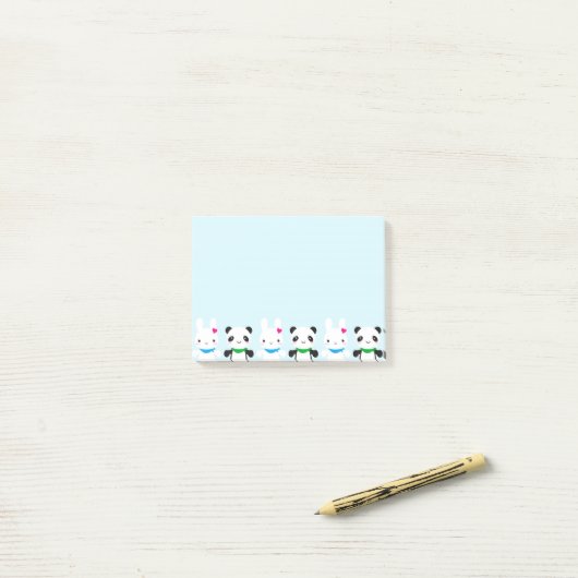 Super Cute Kawaii Bunny en Panda Post-it® Notes (Op bureau)