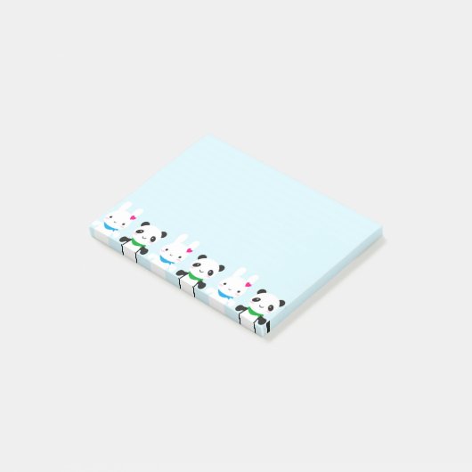 Super Cute Kawaii Bunny en Panda Post-it® Notes (Schuin)
