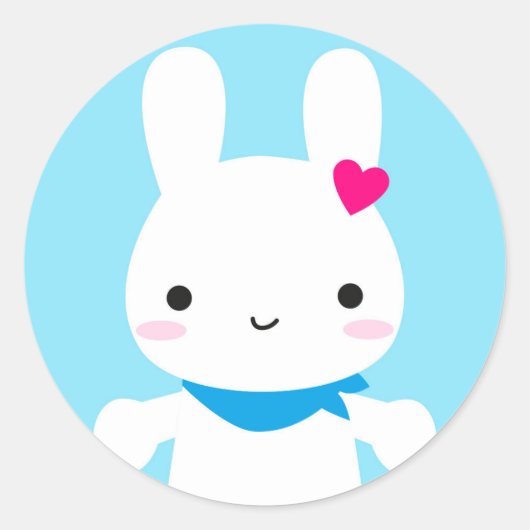Super Cute Kawaii Bunny Ronde Sticker (Voorkant)