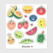 Super Cute Kawaii Cartoon Fruits and Veggies Vegan Sticker (Vel)