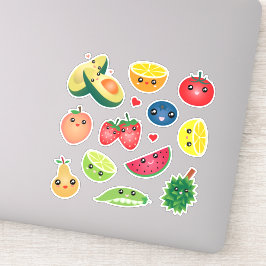 Super Cute Kawaii Cartoon Fruits and Veggies Vegan Sticker