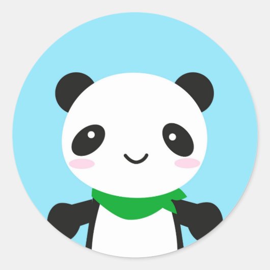 Super Cute Kawaii Panda Ronde Sticker (Voorkant)