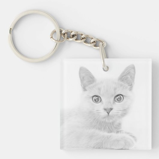 SUPER CUTE Kitten Portret Foto Sleutelhanger (voorkant)