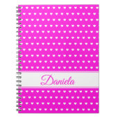 Super Cute kleuren roze en witte harten, naam Notitieboek (Voorkant)