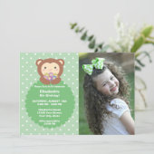Super Cute Monkey en Flowers Kids Birthday Foto Kaart (Staand voorkant)