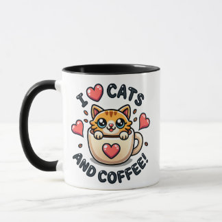 Super cute Orange Tabby Cats and Coffee Mok