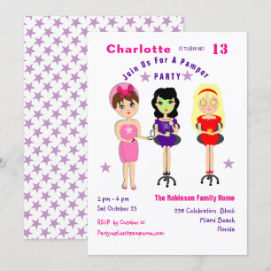 Super Cute Pamper Party Girls Birthday Invites Kaart