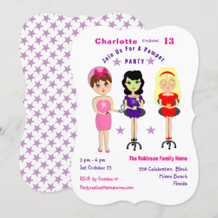 Super Cute Pamper Party Girls Birthday Invites Kaart