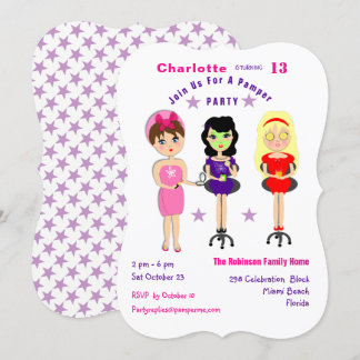 Super Cute Pamper Party Girls Birthday Invites Kaart
