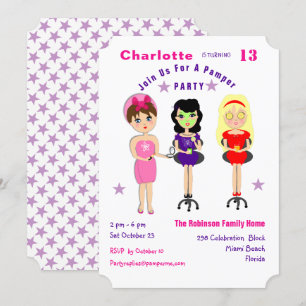Super Cute Pamper Party Girls Birthday Invites Kaart