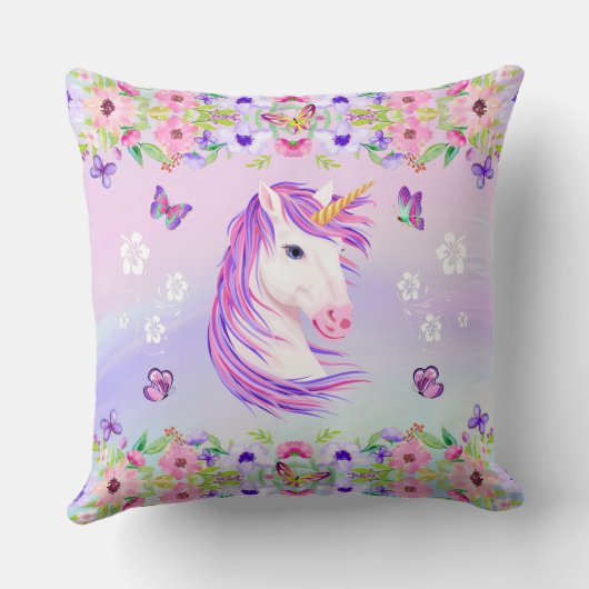 Super Cute Pastel, persoonlijke Unicorn Pillow Kussen (Achterkant)