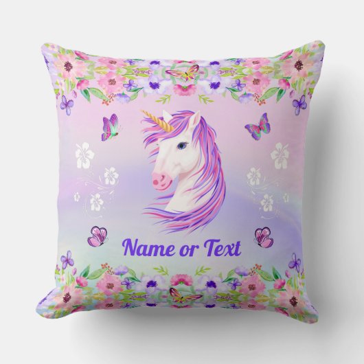 Super Cute Pastel, persoonlijke Unicorn Pillow Kussen (Voorkant)