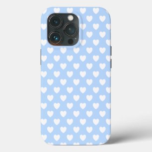 Super cute pastelblauwe en witte harten telefoonho iPhone 13 pro hoesje