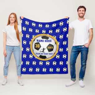 Super Cute Personalized Soccer Blanket in 3 Groott Fleece Deken