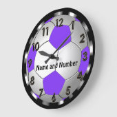 Super Cute Personalized Soccer Clock in Paars Grote Klok (Hoek)