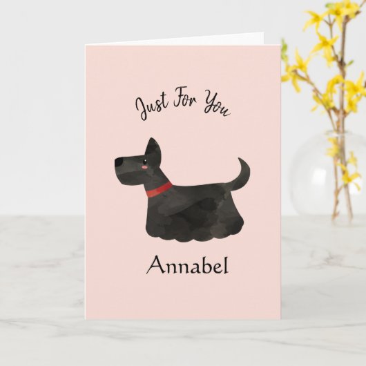 Super Cute Personalized Terrier Kaart (Gele Bloem)