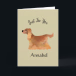 Super Cute Persoonlijke Cocker Spaniel Kaart<br><div class="desc">Deze super cute kaart met een schattige Cocker Spaniel op een donkere vanille achtergrond die je kunt personaliseren is geschikt voor alle gelegenheden  ©Julie McIver</div>