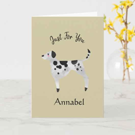 Super Cute Persoonlijke Dalmatiër Kaart (Gele Bloem)