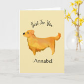 Super Cute Persoonlijke Golden Retriever Kaart (Gele Bloem)