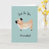 Super Cute Persoonlijke Pug Kaart (Gele Bloem)