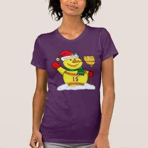 Super Cute Persoonlijke Softball Snowman-Shirten T-shirt