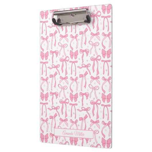 Super Cute Pink Coquette Bow Personalized Name Klembord (Links)