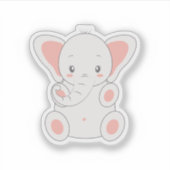 Super Cute Pink Elephant Sticker (Voorkant)