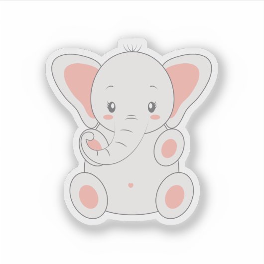 Super Cute Pink Elephant Sticker (Voorkant)