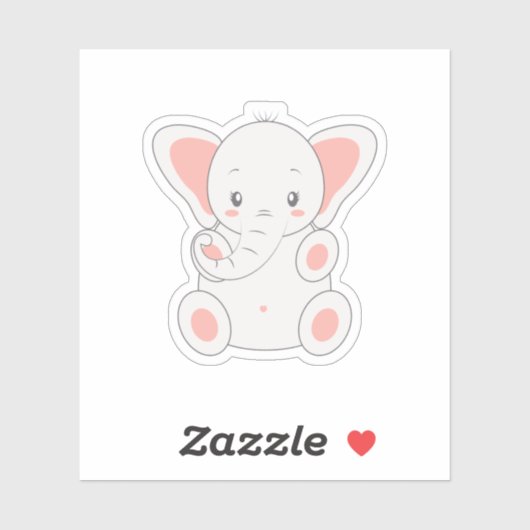 Super Cute Pink Elephant Sticker (Vel)