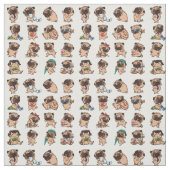Super Cute Pug Fabric Stof (Swatch)