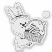 Super Cute Rabbit met Gift for Paasdag Sticker (Voorkant)
