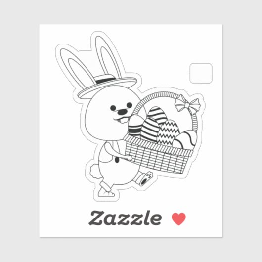 Super Cute Rabbit met Gift for Paasdag Sticker (Vel)