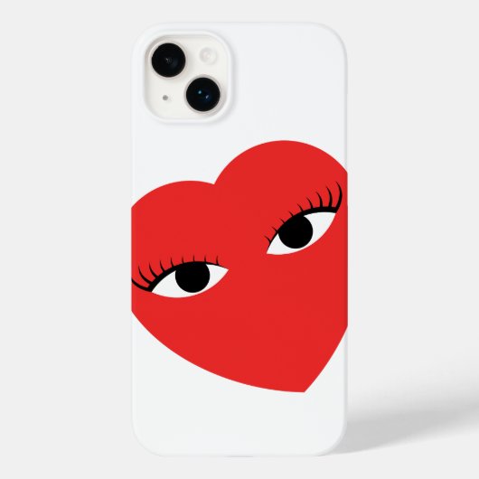Super Cute Red Heart met ogen op wit Case-Mate iPhone Case (Achterkant)