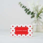 Super Cute Red polka stit visitekaartjes (Staand voorkant)