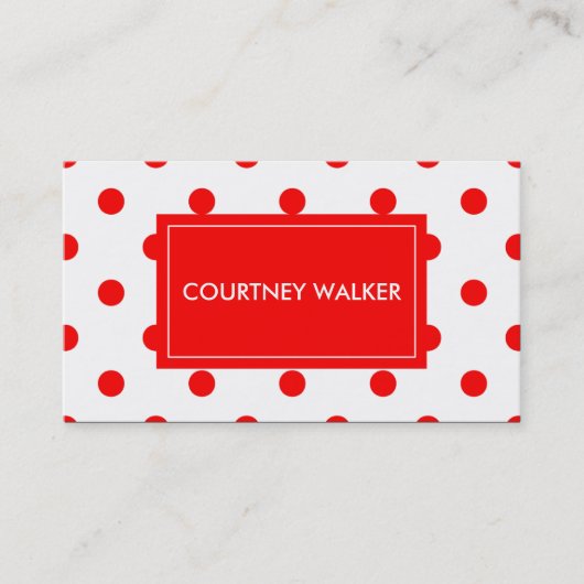 Super Cute Red polka stit visitekaartjes (Voorkant)