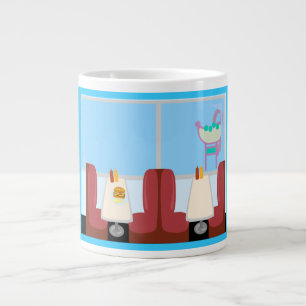 Super Cute Retro Fifties Diner Cartoon Art Grote Koffiekop