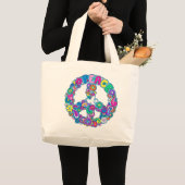 Super Cute Retro Peace Sign-Tas Grote Tote Bag (Voorkant (product))