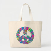 Super Cute Retro Peace Sign-Tas Grote Tote Bag (Voorkant)