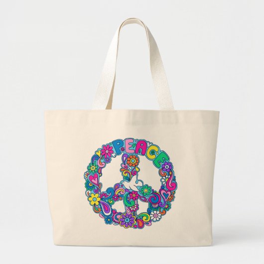 Super Cute Retro Peace Sign-Tas Grote Tote Bag (Voorkant)